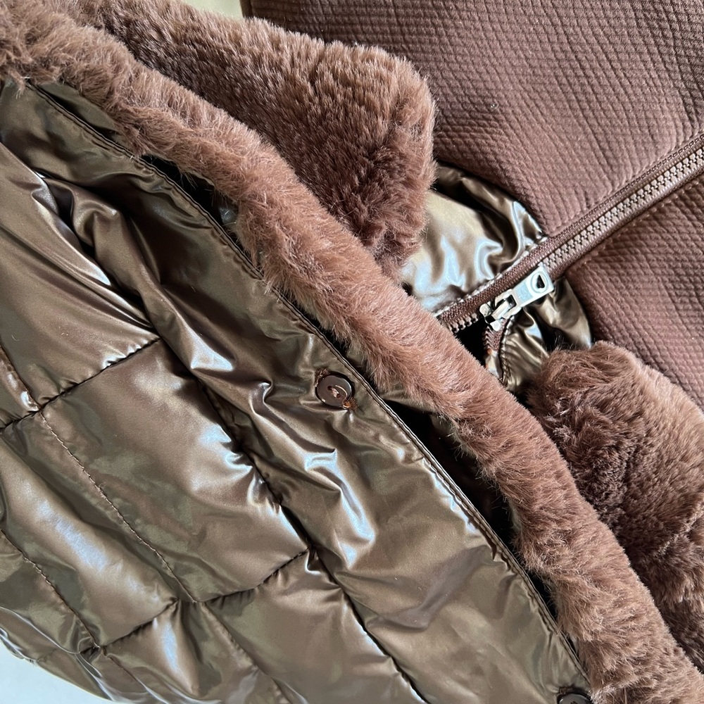 Mayoral Brown Quilted & Textured Hooded Puffer Coat 2T - Picture 11 of 11